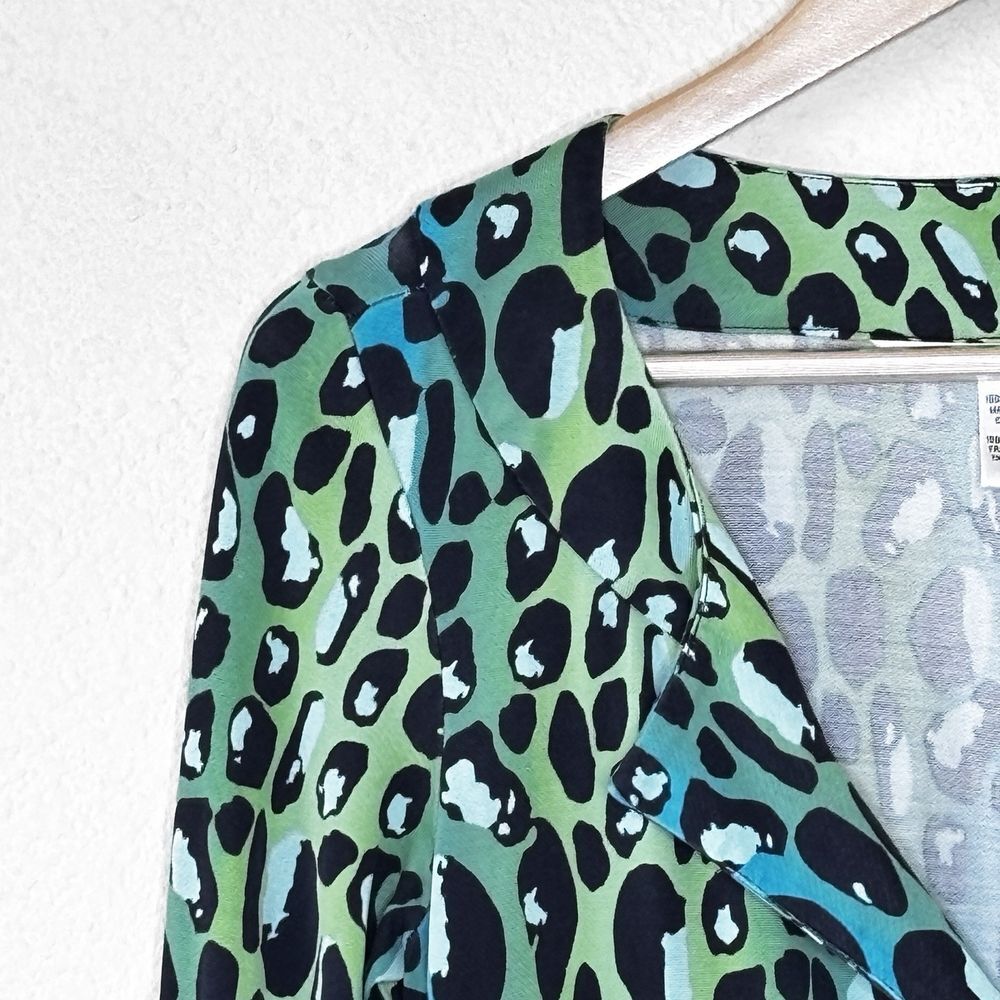 Diane Von Furstenberg Blue and Green Patterned Mini Dress - Picture 3 of 7